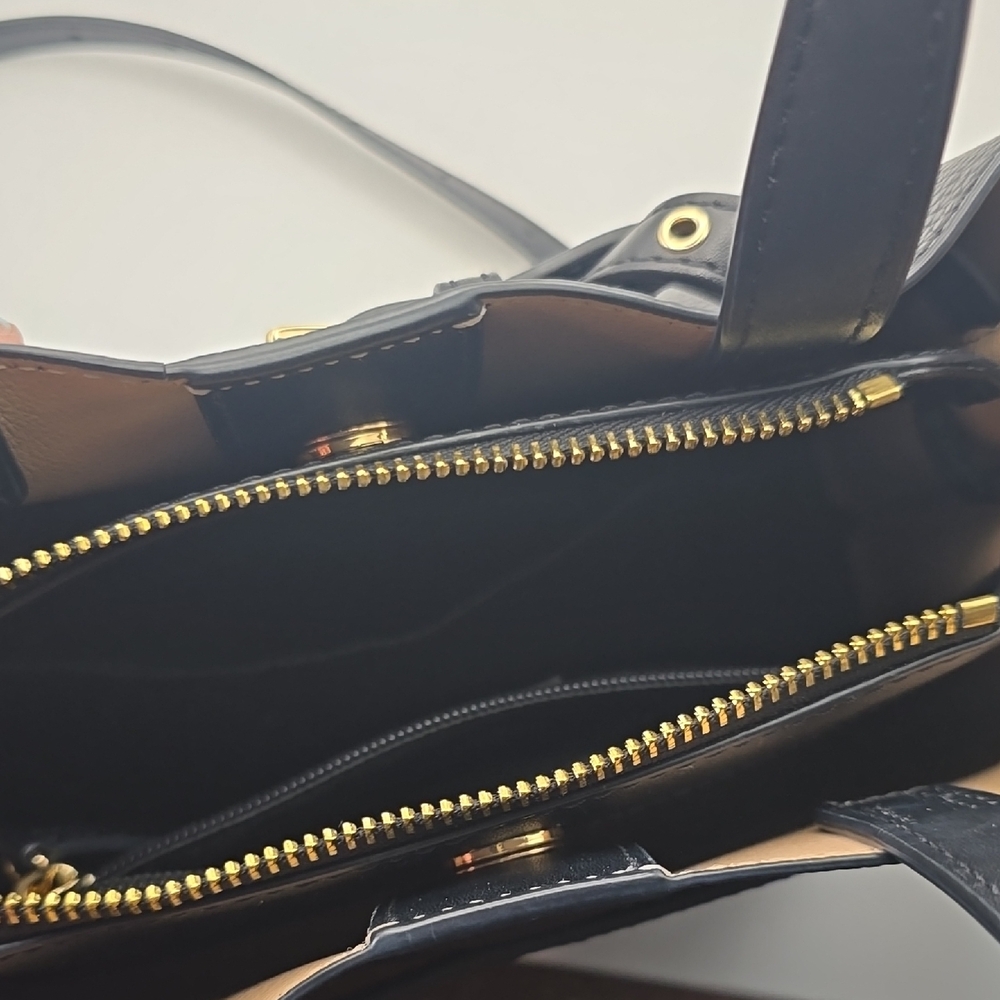 Michael Kors EMILIA Black Satchel with Gold Accents - Picture 5 of 13